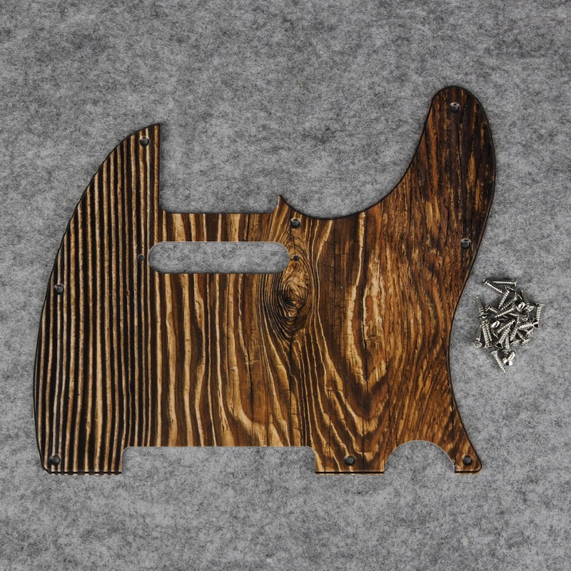 FLEOR 8 Hole TL Pickguard Scratch Plate with Pickguard Screws Set Fit USA/MX Standard TL Style Pickguard Replacement, 3Ply Wood Color - Image 3